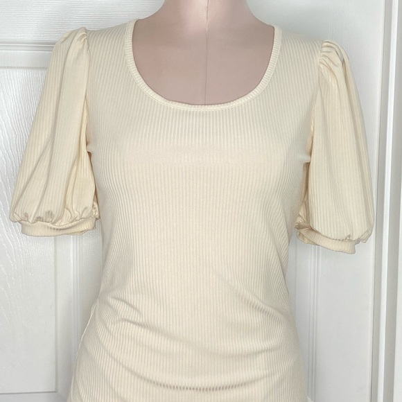 Rachel Parcell Ivory Ribbed Blouse Top Sz S - Picture 10 of 11